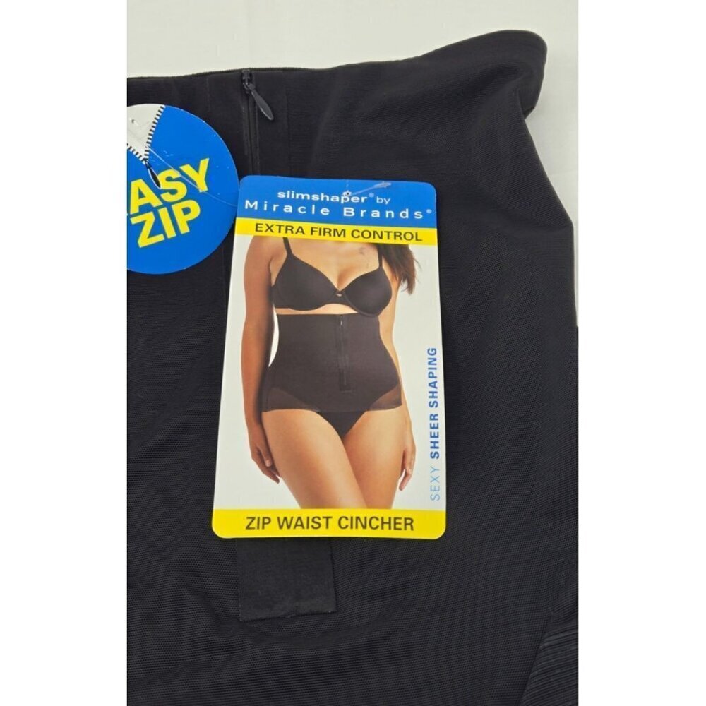 SlimShaper by Miracle Brands Women's Sheer Shaping Waist Cincher Black Size M - Picture 3 of 9